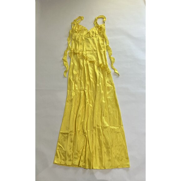 JAAF Ruffled Silk Maxi Dress in Lemon Yellow - Picture 4 of 5